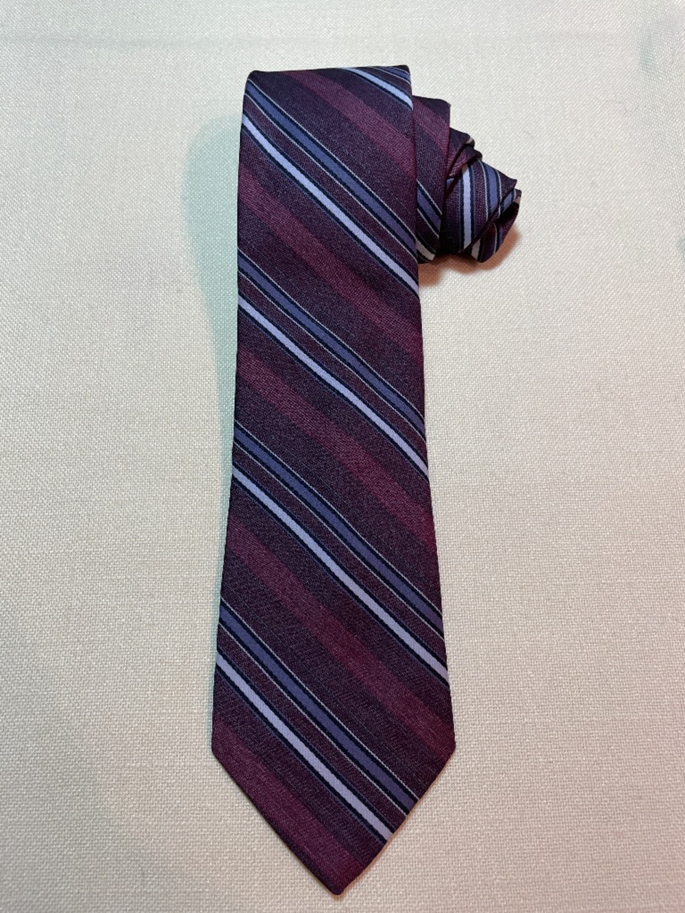 MASTER  Jacquard tie  Black Burgundy white Lavender stripe  59" Polyester/nylon